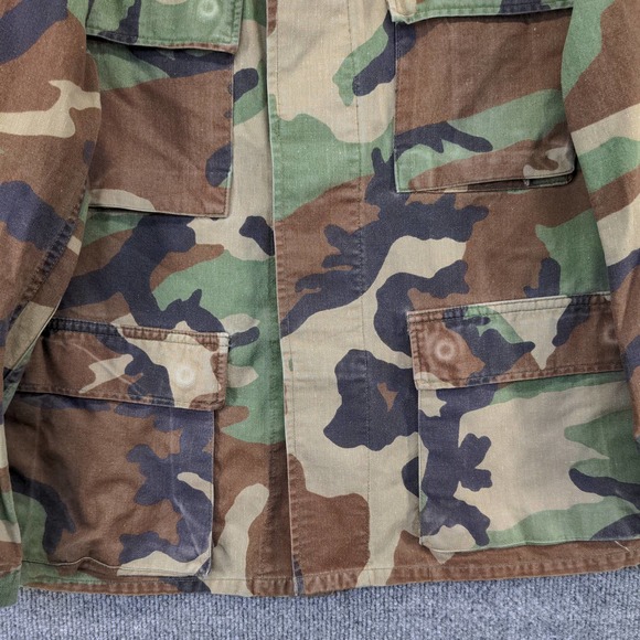 US Military Woodland Camo Shirt Green Brown Size L Button Up - Picture 8 of 10